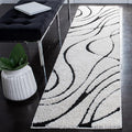 SAFAVIEH Florida Shag Collection Runner Rug - 2'3" x 9', Ivory & Black, Non-Shedding & Easy Care, 1.2-inch Thick Ideal for High Traffic Areas in Living Room, Bedroom (SG471-1290)