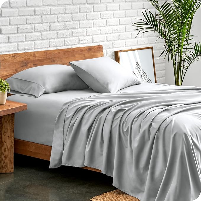 Bare Home California King Sheet Set - 1800 Ultra-Soft Microfiber Cal King Bed Sheets - Double Brushed - Deep Pockets - Easy Fit - 4 Piece Set - Bed Sheets (Cal King, French Grey)
