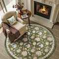 jinchan Elora 5ft Floral Round Rug for Entryway Washable Rug Vintage Romance Christmas Design Non Slip Indoor Doormat Lightweight Low-Profile Throw Carpet for Living Room Dining Room Bedroom, Green