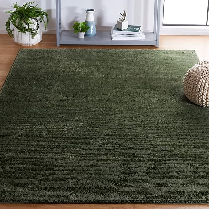 SAFAVIEH Revive Collection Area Rug - 5'3" Square, Green, Solid Design, Ideal for The Living Room, Bedroom, Dining Room (REV102Y-5SQ)