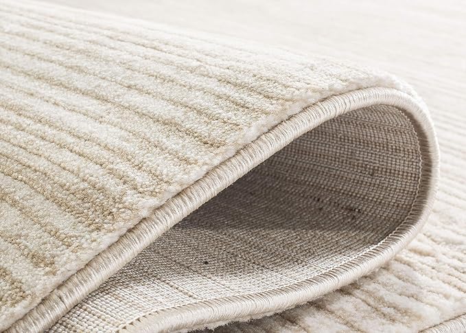 SAFAVIEH Vision Collection Area Rug - 6'7" Round, Cream, Modern Ombre Design, Non-Shedding & Easy to Clean, Ideal for Living Room, Bedroom, Dining Space (VSN606F)