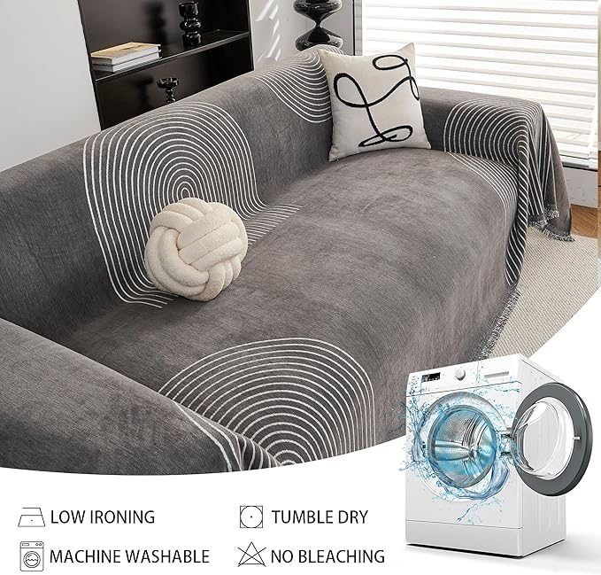 MEETSKY Couch Cover Sofa Cover Washable,Chenille Sofa Covers for 2 Cushion Couch Sofa, Sofa Slipcover Loveseat Pet Couch Covers for Sectional Sofa,71" X118"