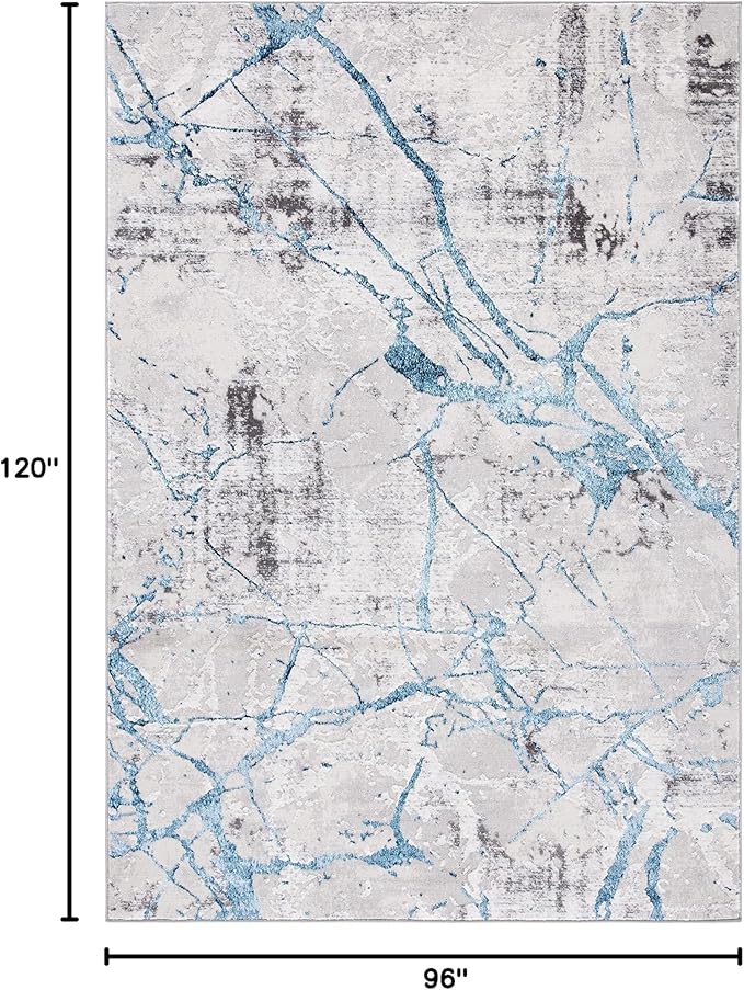 SAFAVIEH Area Rug 8x10 - Amelia Collection - Large - Grey & Blue, Modern Design, Non-Shedding & Easy Cleaning, Ideal for Living Room, Bedroom, Office, Dining Space (ALA293F)