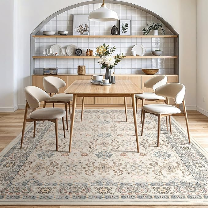 Vintage Living Room Area Rug 6x9 - Large Soft Washable Oriental Traditional Distressed Farmhouse Rugs for Bedroom - Indoor Floor Accent Carpet for Home Office House Decor - Multi