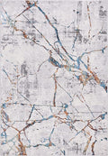 SAFAVIEH Amelia Collection Area Rug - 6' x 9', Grey & Blue Gold, Modern Abstract Design, Non-Shedding & Easy Care, Ideal for High Traffic Areas in Living Room, Bedroom (ALA293M)