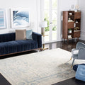 SAFAVIEH Adirondack Collection Area Rug - 12' Square, Ivory & Slate, Distressed Vintage Floral Design, Non-Shedding & Easy to Clean, Ideal for Living Room, Bedroom, Dining Space (ADR109S)