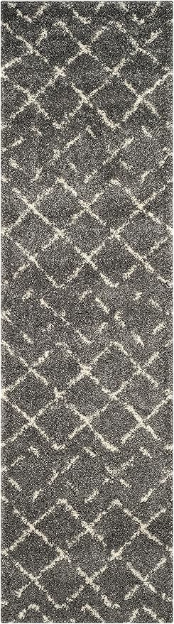 SAFAVIEH Arizona Shag Collection Runner Rug - 2'3" x 12', Brown & Ivory, Moroccan Design, Non-Shedding & Easy to Clean, Ideal for Ideal for Living Room, Hallway, Foyer, Bedroom (ASG743B)