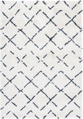 SAFAVIEH Area Rug 4x6 - Arizona Shag Collection - Ivory & Slate, Moroccan Boho Design, Non-Shedding & Easy to Clean, Ideal for Living Room, Bedroom, Dining Space (ASG743M)