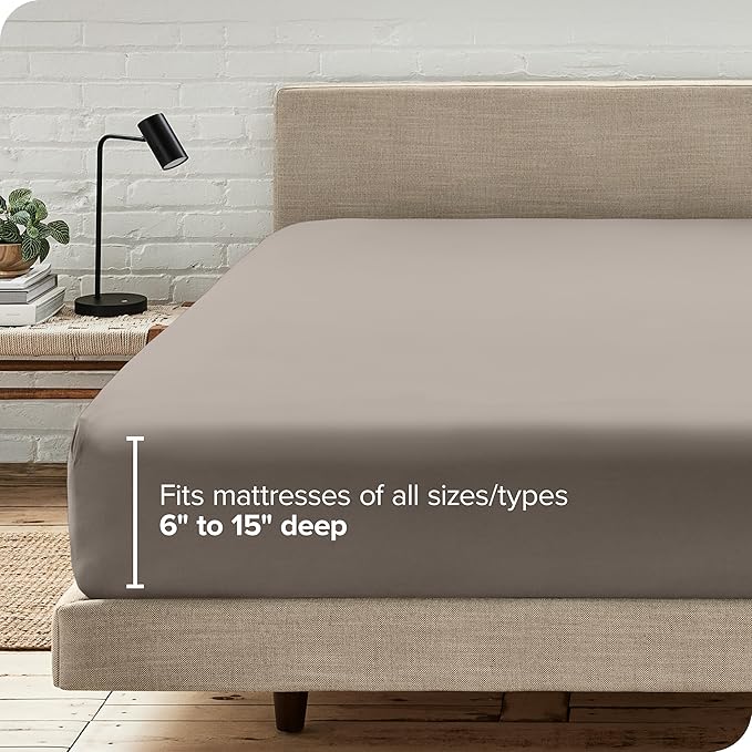 Fitted Bottom Sheet Twin Size - Premium 1800 Microfiber - Ultra-Soft Hotel Luxury - Deep Pocket - Durable and Long Lasting - Fitted Sheet (Twin, Khaki)
