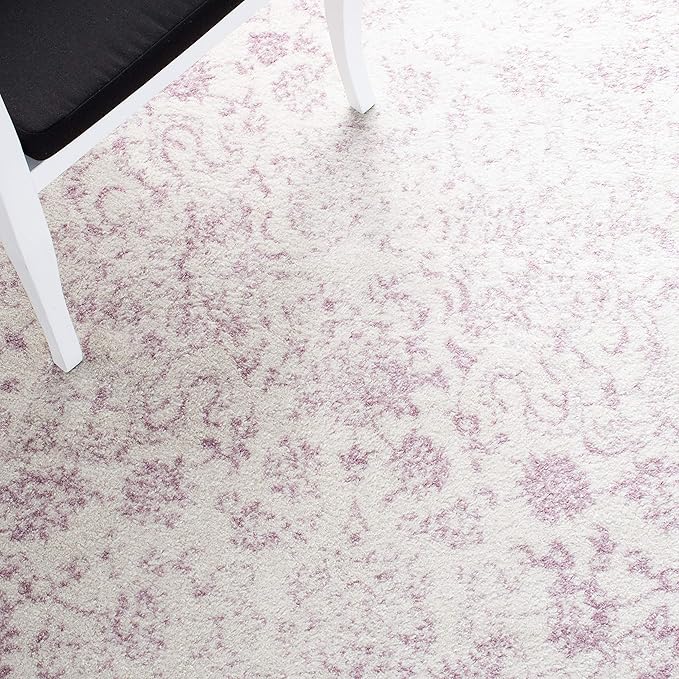 SAFAVIEH Area Rug 3x5 - Adirondack Collection - Ivory & Lavender, Distressed Vintage Floral Design, Non-Shedding & Easy to Clean, Ideal for Living Room, Bedroom, Dining Space (ADR109U)