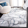 SAFAVIEH Craft Collection Accent Rug - 2'7" x 5', Ivory Grey & Blue, Modern Abstract Design, Non-Shedding & Easy Care, Ideal for High Traffic Areas in Entryway, Living Room, Bedroom (CFT877M)