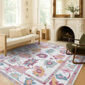 Fame Living Pink Oushak Rug, Modern, Vintage, Turkish, Eclectic, Floral, Pastel, Washable, Oversized, Extra Large Area Rugs for Living Room, Dining, Bedroom, Lounge 9'5"x14'