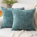 Decorative Throw Pillow Covers 16x16 Inch Set of 2, Soft Solid Farmhouse Chenille Couch Pillows, Spring Pillow Covers for Couch Sofa Bed Living Room Home Decor Pillowcase, Teal