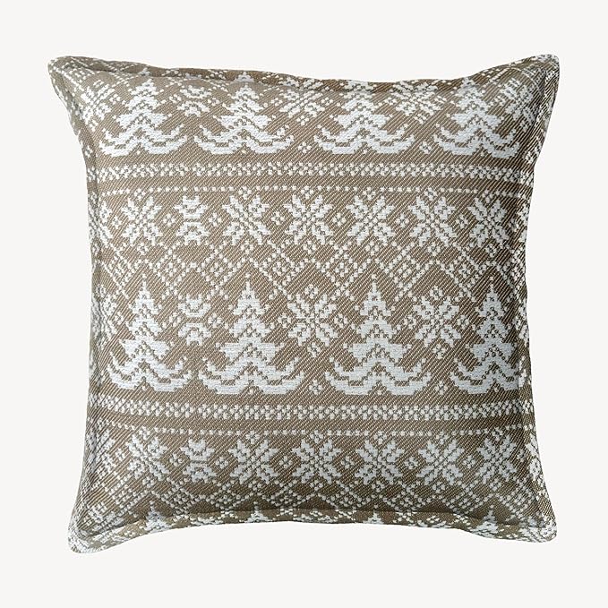 SanVia Olive Fern Premium Cotton Throw Pillow Covers, 20 x 20 Inches, Luxury Holiday Themed Handwoven Couch Pillow Covers, Hidden Zipper, Elegant Home Décor, Insert Not Included