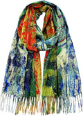 VENVSBEE Reversible Scarf Soft Large Shawl Wrap Blanket Double Sided Art Print Warm Pashmina Stoles Klimt Van Gogh Gifts