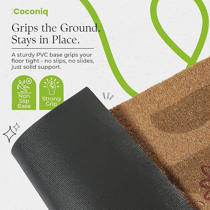 Coir Door Mats 17" X 30", Non-Slip Sturdy, PVC Backed Heavy Duty, Easy to Clean, Ideal for Door Entrance, Patio, Porch, Backyard, Garages, Welcome Abstract