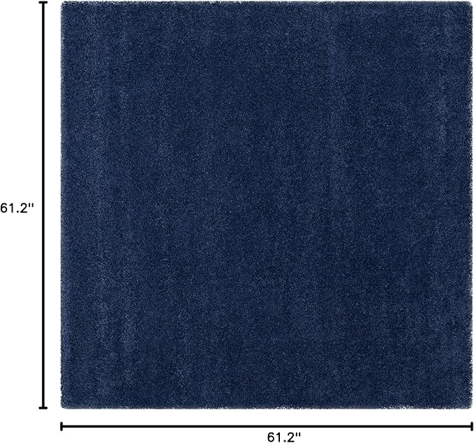SAFAVIEH Milan Shag Collection 5'1" Square Navy SG180 Solid Non-Shedding Living Room Bedroom Dining Room Entryway Plush 2-inch Thick Area Rug