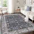 KUTA 5x7 Area Rugs, Vintage Washable Rugs for Living Room Grey Black Beige Ultra Thin Soft Non-Slip Printed Distressed Traditional Farmhouse Carpet for Bedroom Dining Room Dorm Office Home