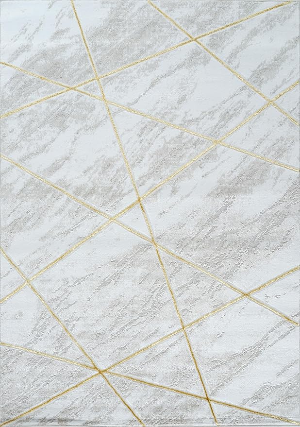 GLORY RUGS Area Rugs Marble 8x10 Cream Gold Carpet Modern Abstract Rug Living Room Dining Bedroom Rug