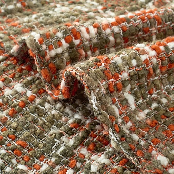 Multi-Color Orange Cable Knitted Throw Blanket for Couch,50"X60" Boho Style Textured Blankets for Home Decor,Super Soft Warm Cozy Chunky Knit Blanket with Decorative Tassels for Bed and Sofa