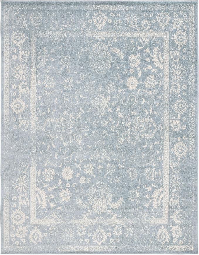 SAFAVIEH Area Rug 10x14 - Adirondack Collection - Large - Slate & Ivory, Distressed Vintage Floral Design, Non-Shedding & Easy to Clean, Ideal for Living Room, Bedroom, Dining Space (ADR109T)