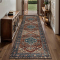 Tangsoo 2.6x8 Washable Runner Rug for Hallways, Non Slip Vintage Runner Rug, Soft Low Pile Long Rug Runner, Print Distressed Carpet Runners for Kitchen Bedroom Entryway Bathroom Living Room
