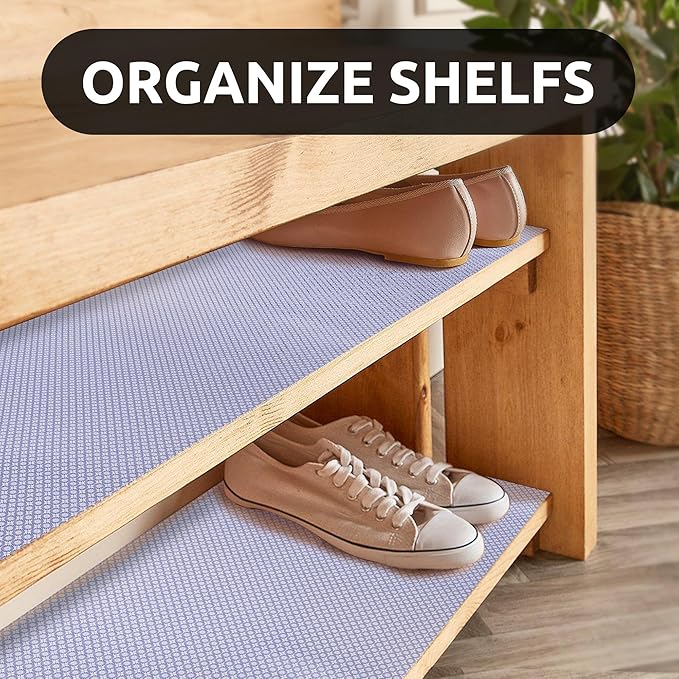 RAY STAR 18X96 Inch Shelf Liner for Kitchen Cabinets, Non-Adhesive Cabinet Liner Washable, PVC Drawer Liner for Dresser Non-Slip Bathroom (Blue Circle)(5 Roll)