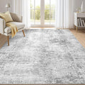 Abstract Living Room Rug 7x9 - Modern Washable Soft Thin Area Rug for Living Room Bedroom Under Dining Table - Neutral Indoor Floor Rug Carpets for Home Office Playroom Nursery - Grey White