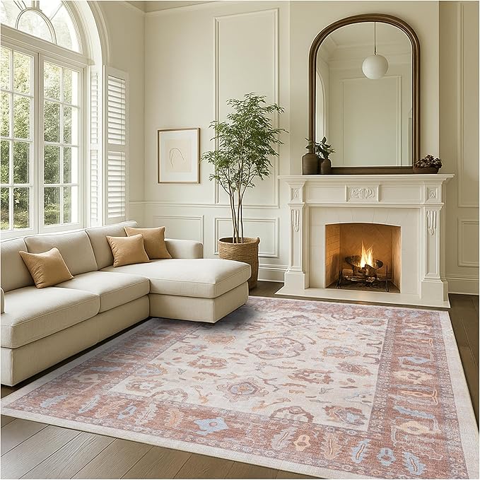 Fame Rugs Brown Modern Oushak Rug 10x13, Vintage Turkish Colorful Oriental Washable Antique Inspired Oversize Area Rugs, Luxury Living Room Bedroom (383BB, 10' x 13')