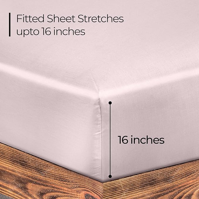 ROYALE LINENS 300 Thread Count 100% Long Staple Combed Cotton Fitted Sheet King - Super Soft Deep Pocket Bottom Sheet - Fitted Sheets Only - Elastic Sheets (King, Lavender)