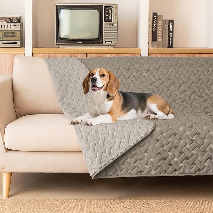 gogobunny Waterproof Dog Bed Cover Pet Blanket for Furniture Bed Couch Sofa Reversible (Dark Stone/Light Stone, 82x82 Inch (Pack of 1))