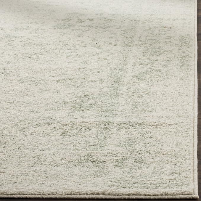 SAFAVIEH Adirondack Collection Runner Rug - 2'6" x 22', Ivory & Sage, Distressed Vintage Floral Design, Non-Shedding & Easy to Clean, Ideal for Hallway, Foyer, Entryway, Bedroom (ADR109V)
