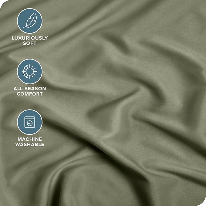Bare Home Fitted Bottom Sheet Split King Size - Premium 1800 Microfiber - Ultra-Soft Hotel Luxury - Deep Pocket - Durable and Long Lasting - Split Fitted Sheet (Split King, Sage)