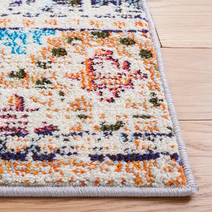 SAFAVIEH Madison Collection Area Rug - 9' x 12', Orange & Beige, Boho Diamond Distressed Design, Non-Shedding & Easy Care, Ideal for High Traffic Areas in Living Room, Bedroom (MAD418P)