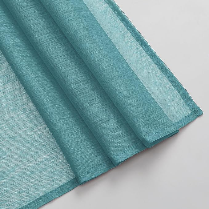 DONREN Teal Window Scarf for Outdoor Decoration - Add Luxury Beautiful Elegant Effect to Curtain Panels (1 Panel, 52 x 216 Inches Long)