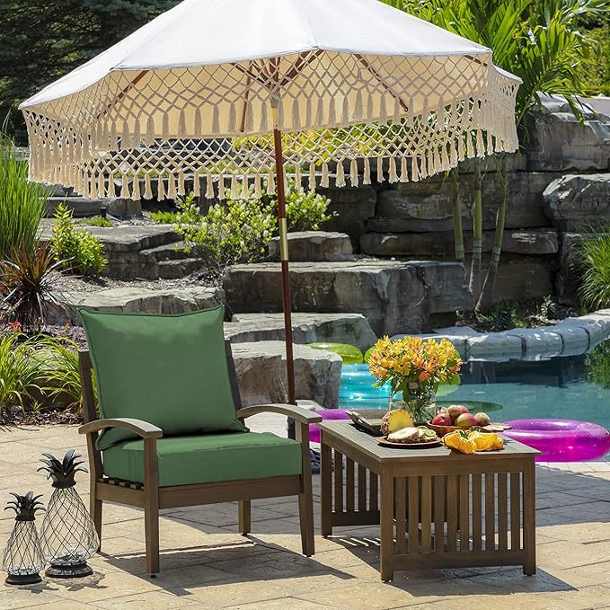 Arden Outdoor Deep Seat Cushion Set, 22 in x 24 in, Weather-Proof, Rain-Proof, Fade Resistant Patio Cushion Bright Moss Green Leala