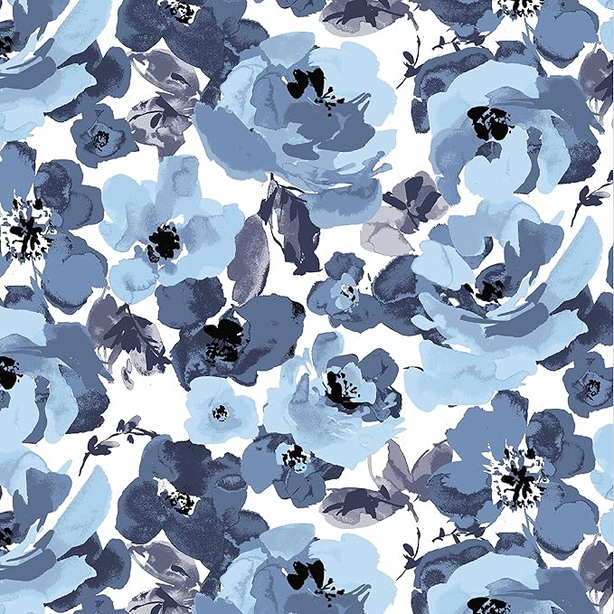 Arden Outdoor Midback Chair Cushion, 18 x 16.5, Rain-Proof, Fade Resistant Blue Garden Floral