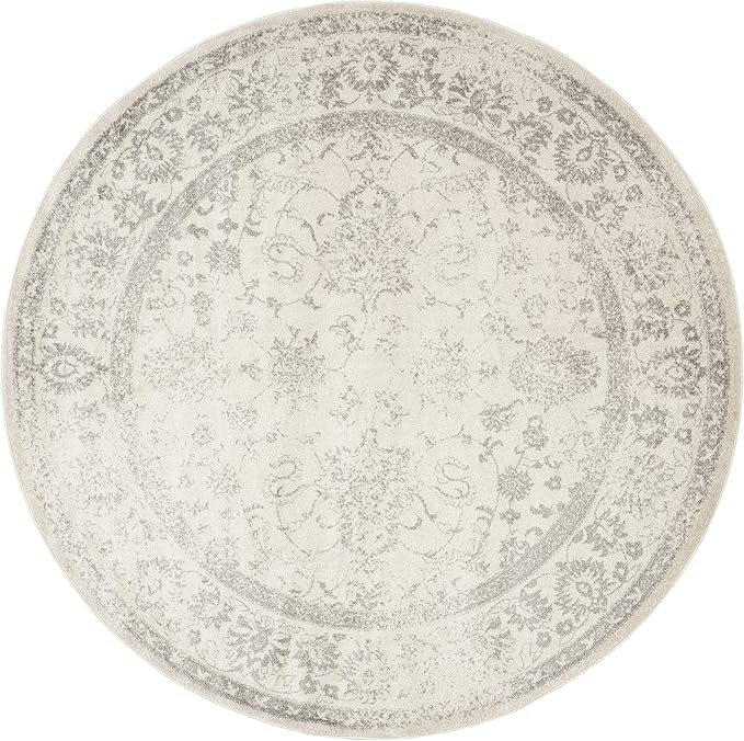 SAFAVIEH Adirondack Collection Area Rug - 11' Round, Ivory & Sage, Distressed Vintage Floral Design, Non-Shedding & Easy to Clean, Ideal for Living Room, Bedroom, Dining (ADR109V)
