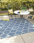 Unique Loom Outdoor Trellis Collection Area Rug - Trellis (Square 13' 0" x 13' 0", Navy Blue/ Ivory)
