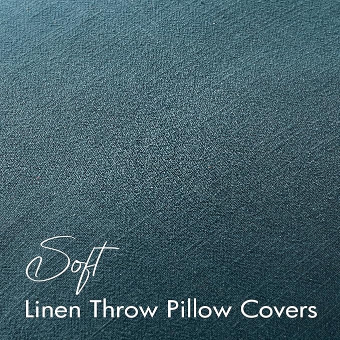 EMEMA Decorative Linen Throw Pillow Covers 22x22 Inch Navy Blue Boho Farmhouse Neutral Couch Throw Pillows for Bed Pack of 2 Accent Pillowcase Modern Sofa Cushion Livingroom Home