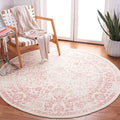 SAFAVIEH Adirondack Collection Area Rug - 6' Round, Ivory & Rose, Distressed Vintage Floral Design, Non-Shedding & Easy to Clean, Ideal for Living Room, Bedroom, Dining Space (ADR109H)