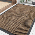 Smiry Front Door Mat Outside Entrance, Heavy Duty Sturdy Natural Rubber Doormat, Trap Dirt and Moisture, Easy Clean Low Profile Mats for Indoor Outdoor Entry, Irregular Triangle (33x21, Brown)