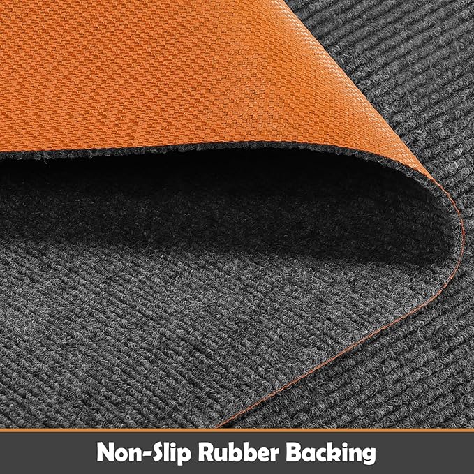 Nisorpa Carpet Runner, 4 x 16.4 FT Indoor Outdoor Floor Mat with Non-Slip TPE Rubber Backing Commercial Carpet Runner Hallways Area Rug for Kitchen Balconies Living Room Dining Room Decks Patio (Gray)