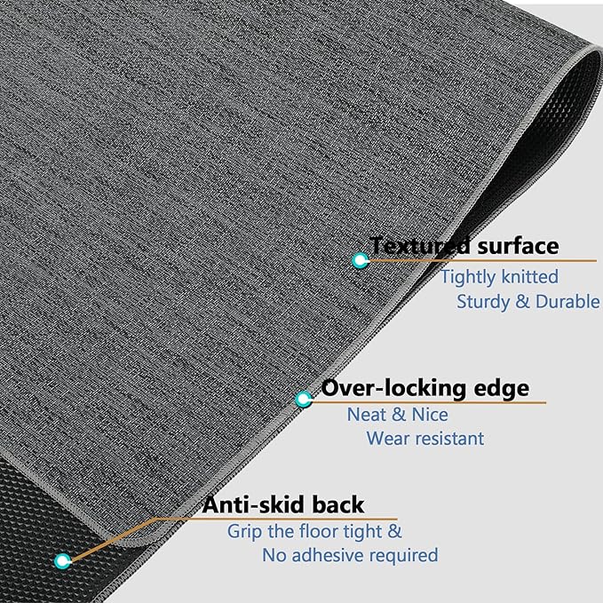 Chair Mat for Hardwood & Tile Floor, 47" x 52" Heavy Duty Office Chair Mat for Rolling Chairs Easy Glide, Anti Slip, Non-Curve, Floor Protector for Home Office, Gray