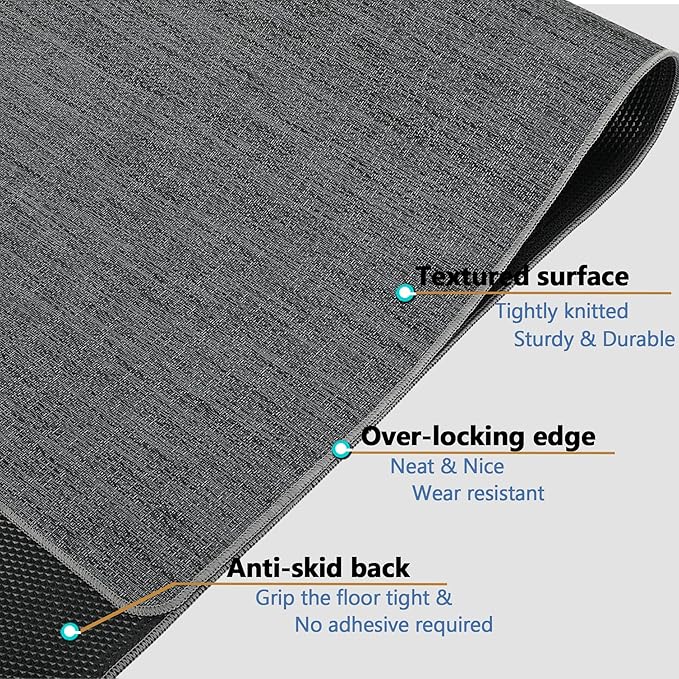 Chair Mat for Hardwood & Tile Floor, 47" x 60" Heavy Duty Office Chair Mat for Rolling Chairs, Anti Slip, Non-Curve, Floor Protector for Home Office, Gray