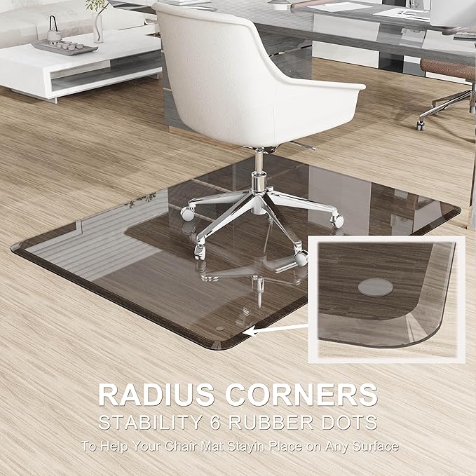Beveled Edge Irregular Office Chair Mat for Carpet or Hardwood Floor Crystal Grey 36" x 48" for a Smooth Glide and Easy Roll On/Off, Heavy Duty and Non-Slip Floor Chair Mat