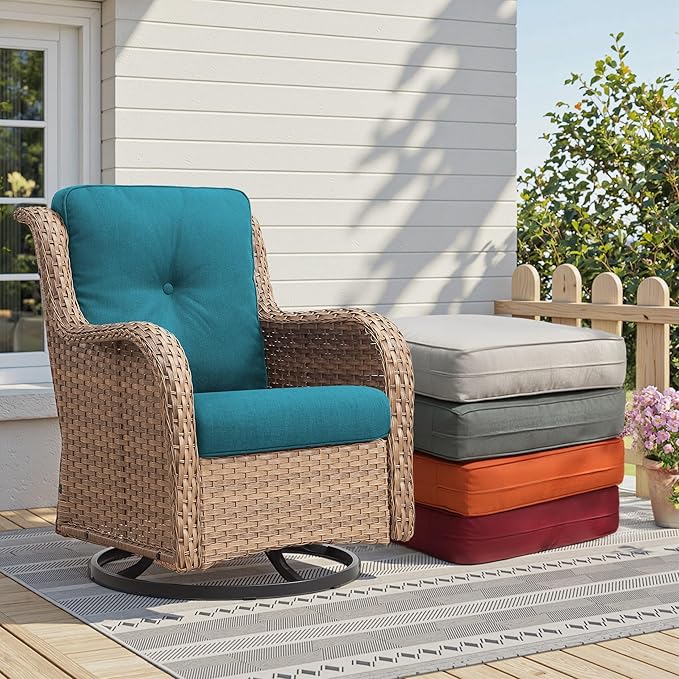 Patio Cushions for Outdoor Furniture - 22" x 25" x 4" UV Resistant Thick Foam Cushions Water Resistant Replacement Cushion for Outdoor Patio Furniture Chair/Sofa/Couch | Peacock Green | 2-Pack |
