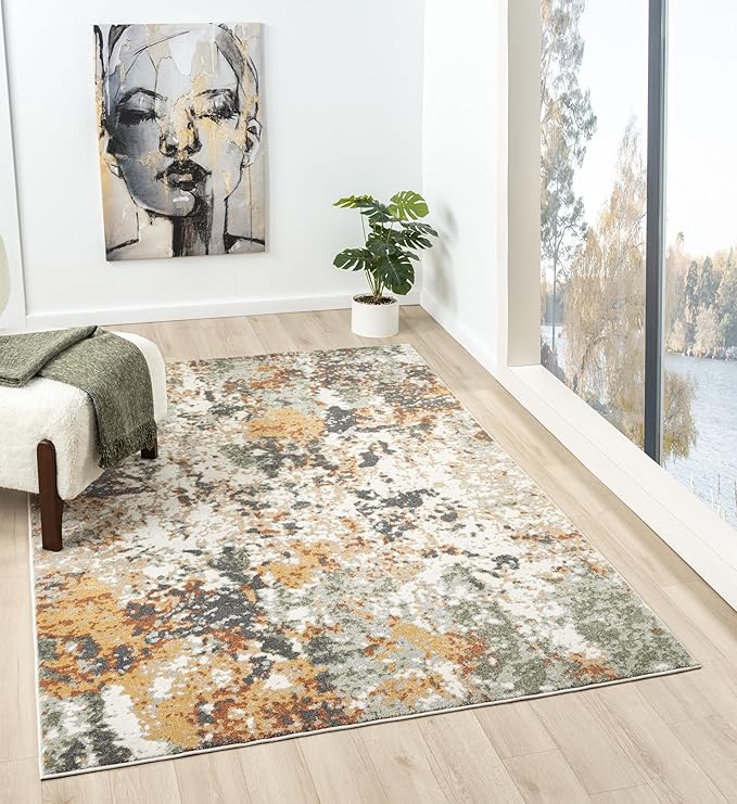 Keen Home Design Area Rugs - 4x6 Non-Shedding, Abstract Rugs for Kitchen, Living Room, Bedroom, Dining Room, Entryway - Size: 4' x 6', Multi
