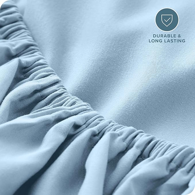 Bare Home Fitted Bottom Sheet California King Size - Premium 1800 Microfiber - Ultra-Soft Hotel Luxury - Deep Pocket - Durable and Long Lasting (California King, Light Blue)
