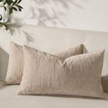 Set of 2 Soft Textured Throw Pillow Covers 12x20, Invisible Zipper Neutral Cushion Cases, Easy - Care Decorative Farmhouse Decor for Living Room Couch (Khaki, 12" x 20" (Pack of 2))